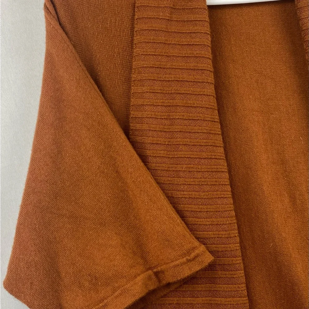 Jones New York Rust Orange Wide Ribbed Trim Open Front Duster Cardigan Women XL